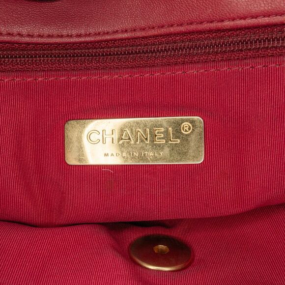 Pre Loved Chanel Medium Lambskin 19 Flap Women Red Satchel - Picture 6 of 8